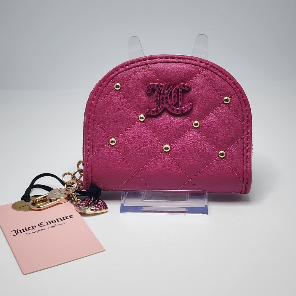 Juicy Couture Raspberry Tart Quilted Coin Purse with Mirror NWT Hot Pink Glam